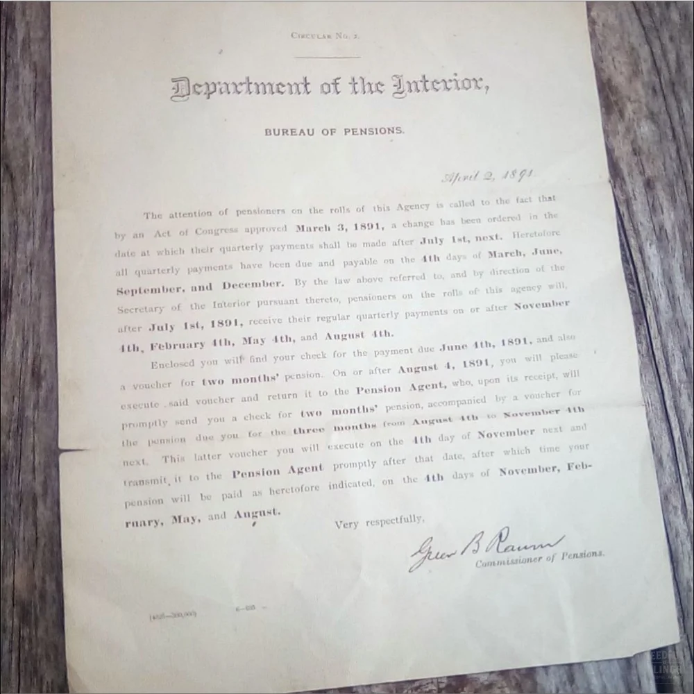 Civil War Pension File Documents 1891-1895 | Named Veteran
